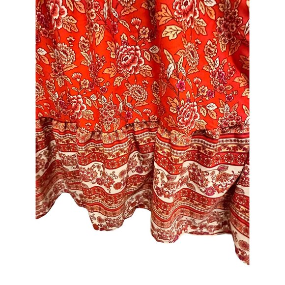 🍒 2/$20 🍒 Red Boho Flowy Long Sleeve Dress with V-Neck sz L - Picture 6 of 8